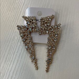Lightning Bold Gold Crystal Earrings